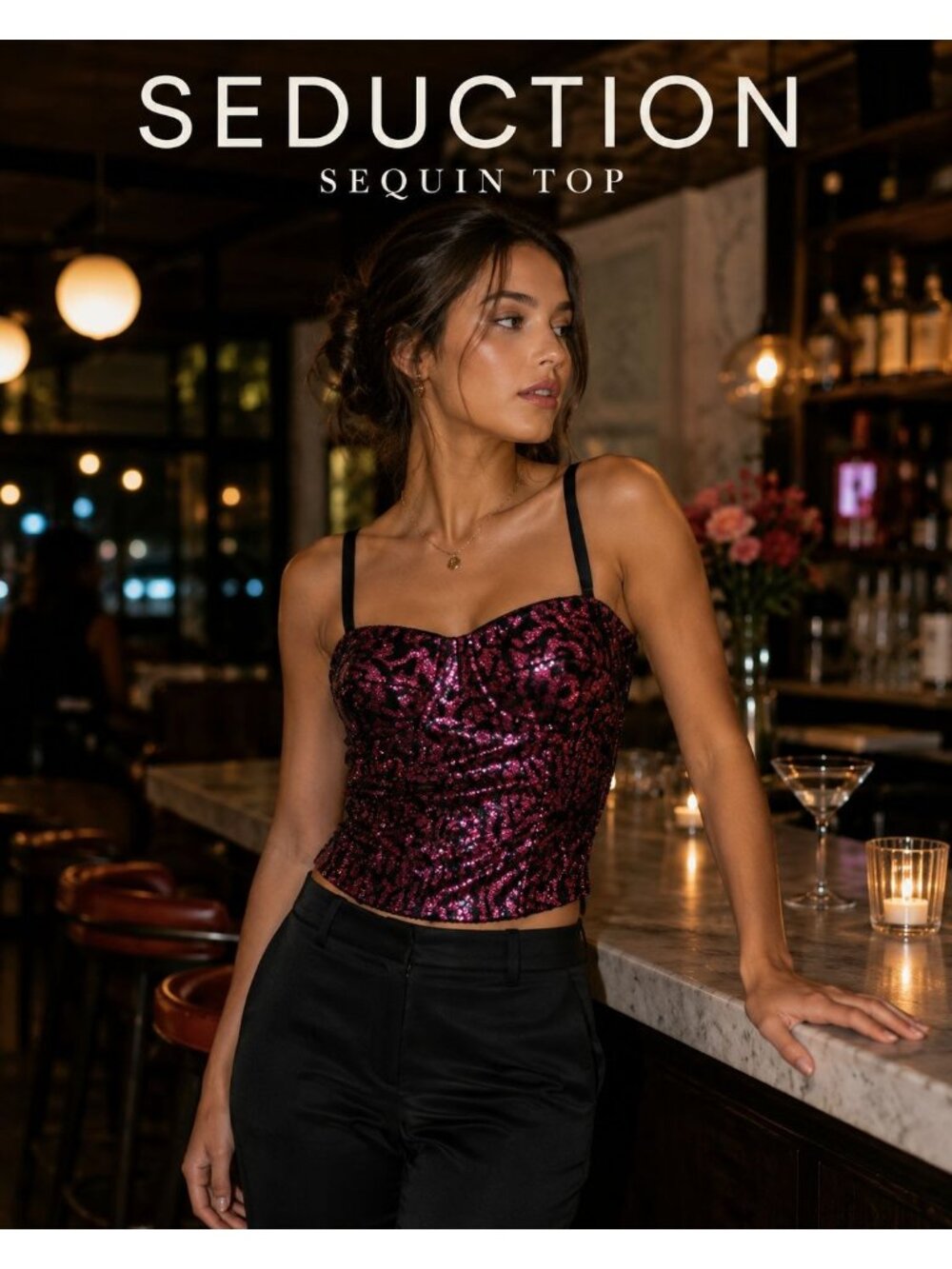 VTG 90s Y2K Seductions Pink Cheetah Sequin Corset Cami Top L